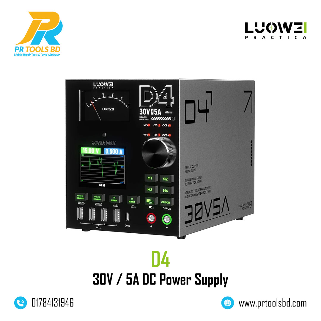 Luowei D4 30V / 5A Four-Channel Storage High-Frequency Output Curved Color Screen DC Power Supply
