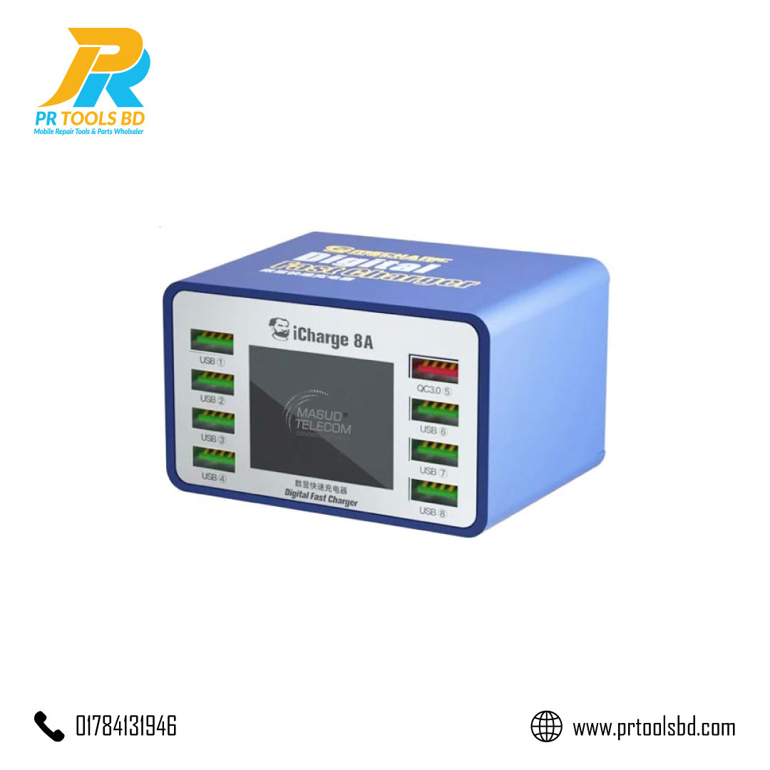 Mechanic iCharge 8A 8 port USB Smart Digital Display Fast Charger Supports QC3.0 PD Protocol