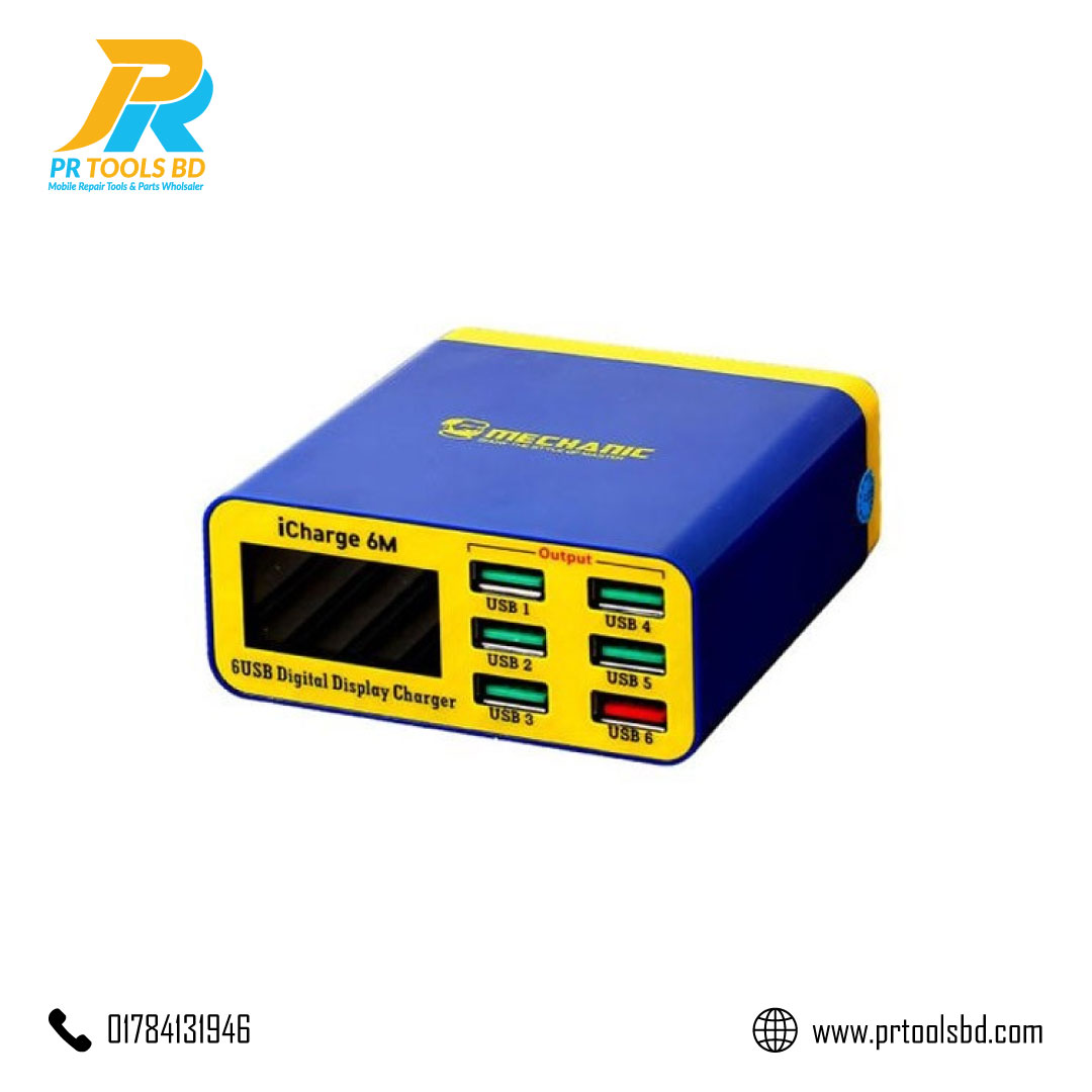 Mechanic iCharge 6M LCD Digital Display Fast Charger 6 Port USB Charging Dock